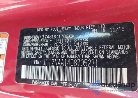 2016 Scion Fr-S из США, поврежденный, VIN JF1ZNAA14G8705231